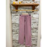 AYSBEBE Bel ve Paça Lastikli Keten Kız Çocuk Pantolon - Pembe - Regular - 10 Yaş