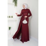 Ayşe Melek 2711 Bordo Abiye Kadın Elbise