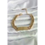 Ayşegül hediyelik Ayşegul hediyelik 316L Çelik Gold Renk İsim Yazılabilir Plaka Model Kadın Bileklik