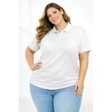 Ayşegül hediyelik Ayşegul hediyelik Pike Kumaş Düğmeli Yaka Battal Büyük Beden Günlük Kısa Kol Tişört T-shirt - Beyaz