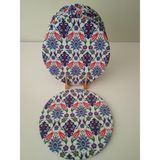 Ayşemce Amerikan Servis 6 Adet (Çini Lale Desenli ) Supla - 33 x 33 cm - Kırmızı