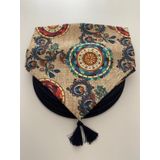 Ayşemce Amerikan servis takım (çuval baskılı etnik mandala desen runner & 4 lacivert renk supla)