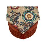 Ayşemce Amerikan Servis Takım (Çuval "baskılı" Zemin Etnik Mandala Desen Runner 6 Kremit Renk Supla) - 33 x 33 cm - Kırmızı
