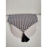 Ayşemce Ayşemce Siyah,beyaz Kaz Ayağı Desenli Runner & 6 Bej Supla - 40 x 140 cm