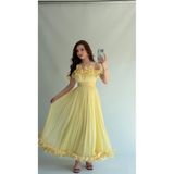 ayşenur Dinçer butik Alina Volanlı Sarı Abiye