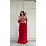 ayşenur Dinçer butik Majeste Özel Şifon Abiye Kırmızı