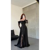 ayşenur Dinçer butik Royal Dantel Detaylı Siyah Abiye BÜYÜK BEDEN