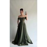 ayşenur Dinçer butik Soft Glam Abiye Haki Yeşil
