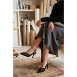 Ayser shoes Sivri Burun Örgü Dantel Kadın Topuklu Ayakkabı
