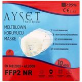 Ayset 5 Katlı FFP2 NR N95 Ventilsiz Klipsli Turkuaz Çocuk Koruyucu Maske 10'lu