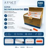 Ayset Süper Ince Insülin Enjektörü 0,5 ml 500 Adet
