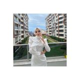 AYŞEYAMAÇLI KADIN BEYAZ ROSA TESETTÜR KALEM ABİYE ELBİSE