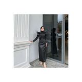 AYŞEYAMAÇLI KADIN SİYAH ROSA TESETTÜR KALEM ABİYE ELBİSE
