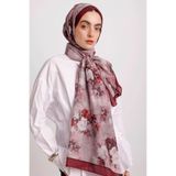 Ayshara Mühr-i Gül Çiçek Desenli Tek Taraflı Şal - Kırmızı