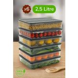 Ayshe Home Concept 6'lı Saklama Kabı , Mikrodalga Uyumlu Erzak Saklama Kabı Beyaz-antrasit 6 X 2500 ml