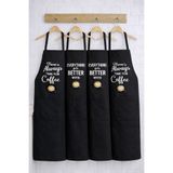 AYSHOME Ays Home 4 Adet Siyah Cepli Cafe Barista Mutfak Şef Önlüğü