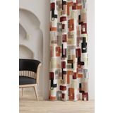 AYSHOME Ays Home Kiremit Renk Geometrik Desenli Fon Perde (EBATINA DİKKAT EDİNİZ)