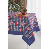 AYSHOME Ays Home Lacivert Kırmızı Christmas Yemek Masa Örtüsü