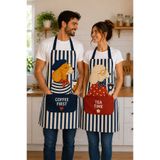 AYSHOME Ays Home Önlük Maksimalist Trend Çizgili 2'Li Mutfak Önlüğü Seti