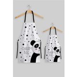 AYSHOME Ays Home Panda Beyaz Anne Çocuk 2'li Mutfak Önlüğü