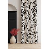 AYSHOME Ays Home Siyah Beyaz Ağ Desen Fon Perde (135 cmx 260 cm) Pilesiz