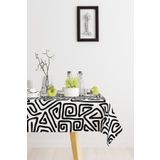 AYSHOME Ays Home Siyah Beyaz Soyut Desen MASA ÖRTÜSÜ