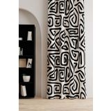 AYSHOME Ays Home Siyah Beyaz Soyut Desenli Fon Perde (EBATINA DİKKAT EDİNİZ)