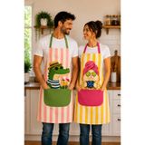 AYSHOME Ays Home Trend Sevimli Aile 2'Li Mutfak Önlüğü Seti Maksimalist Desen