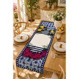 ayshome textile Ays Home Begonvil Desen Dokuma Kumaş Leke Tutmaz Runner (45 x135)