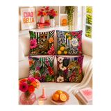 ayshome textile Ays Home Tropikal Maksimalist 4'Lü Kırlent Kılıfı (Çift taraf baskılıdır)