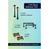 aysluka 1/50 Ölçek Maket Aksesuar Seti - 6 Parça (Sokak Lambası, Bank, Bariyer)