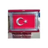 ayso kozmetik AYYILDIZ GÜMÜŞ 15X22.5 FİLOGRAFİ KUTULU TABLO PLAKET TÜRK BAYRAĞI