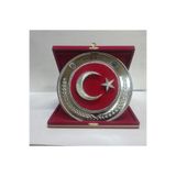 ayso kozmetik FİLOGRAFİ AYYILDIZ İŞLEMELİ GÜMÜŞ TÜRK BAYRAĞI PLAKET TABLO