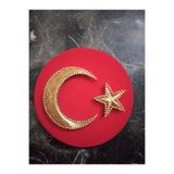ayso kozmetik Filografi Ayyıldız İşlemeli Sarı Tablo plaket göbek Türk bayrağı