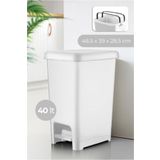 AYSSA 40 Lt Slim Pedallı Plastik Çöp Kovası Beyaz