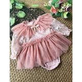 Aysskids Cora Romper Tütülü Özel Gün Uzun Kollu Kız Bebek Elbise - 3 - 6 Ay - Rose