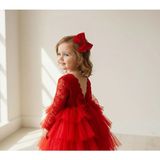 Aysskids Lora Kalp Detaylı Tokalı Tül Etekli Özel Gün Bayramlık Kız Çocuk Elbise - 2 Yaş - Kırmızı