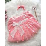 Aysskids Lottus Pul Payet Bayramlık Özel Gün Doğum Günü Kız Çocuk Parti Elbise - 3 Yaş - Şeker Pembe