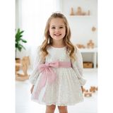 Aysskids Lotus Pul Payet Bayramlık Özel Gün Doğum Günü Kız Çocuk Parti Elbise - 3 Yaş - Beyaz