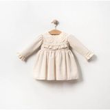 Aysskids Mılla Dantel Yakalı Vintage Uzun Kollu Bayramlık Özel Gün Kız Bebek Elbise - 12 Ay - Krem