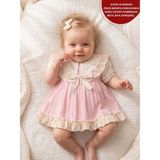 Aysskids Nia Vintage Bohem Fisto Dantelli Bayramlık Özel Gün Kız Bebek Elbise - 9 - 12 Ay - Pudra