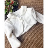 Aysskids Peluş Kız Çocuk Uzun Kollu Ponponlu Bolero - 4 Yaş - Beyaz
