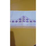 Aysun Ayakkabı beyaz mor ve sarı el işi ve iğne oyası önü oyalı başörtüsü 0581