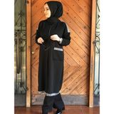 Aysun Aydemir Siyah Tesettür Eşofman Takım Gümüş Detaylarla Pamuklu - 14-Siyah - 46