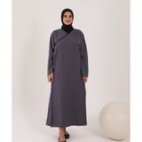Aysun Tekstil Jakarlı Kumaş Tesbih Hediyeli Namaz Elbisesi - Gri - 2XL