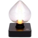 Ayt Ledx YQX-ANL95-B03 Amber Renkli Alev Efektli Dokunmatik Masa Gece Lambası 800mAh Şarjlı Şeffaf Kalpli