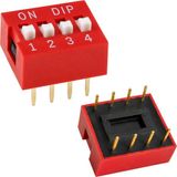 Ayt Pcb Tip 4'lü Kırmızı Dıp Switch 2.54MM Pin Aralıklı Devre Anahtarı