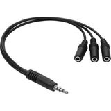 Ayt Powermaster Stereo Erkek 3 Boğum 3X3.5 Mm Stereo Dişi 5+1 Kablo 33 Cm Mikrofon Kulaklık Girişi Çoklayıcı Çoğaltıcı