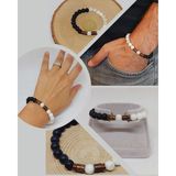 Aytaşı & Oniks Taşı 8mm Unisex Tasarım Bileklik Hawaii Model (9336)