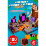 Aytel Minecraft Nether Portal Temalı 100 Parça Manyetik Blok Seti – Mağara & Nether Dünyası, Eğitici Minecraft Tarzı Manyetik Küpler, Zeka Geliştirici Yapı Oyuncağı, Creeper Saklama Kabı Hediyelii - Çok Renkli